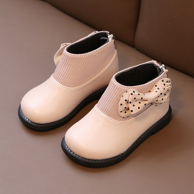 Παιδικές μπότες πουά με κορδέλα  για κορίτσια