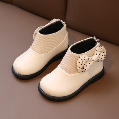 Παιδικές μπότες πουά με κορδέλα  για κορίτσια