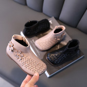 Öko-nahast lilledega sügisesed lastesaapad tüdrukutele