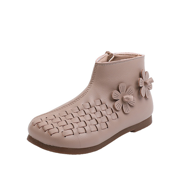 Öko-nahast lilledega sügisesed lastesaapad tüdrukutele