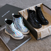 Παιδικές μοντέρνες δερμάτινες μπότες με κορδόνια