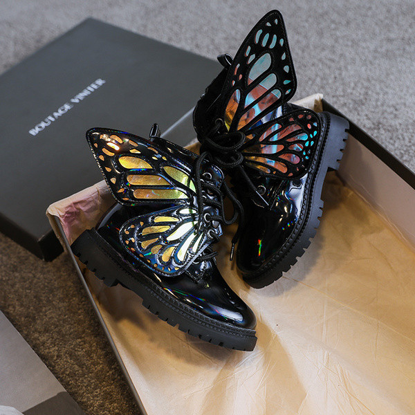 Παιδικές μοντέρνες δερμάτινες μπότες με κορδόνια