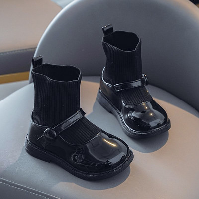 Детски  боти от еко кожа и текстил за момичета