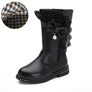 Актуални детски ботуши с панделка за момичета