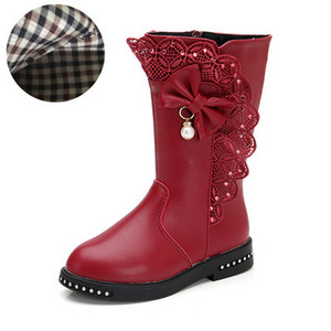 Актуални детски ботуши с панделка за момичета