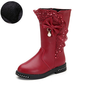 Актуални детски ботуши с панделка за момичета