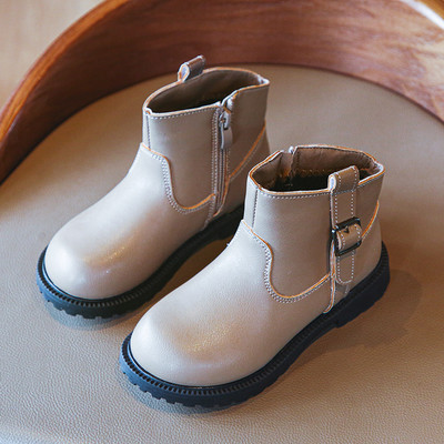 Детски кожени боти за момичета с равна подметка