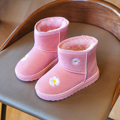 Детски боти за момичета от еко велур с бродерия