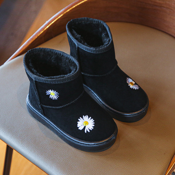 Детски боти за момичета от еко велур с бродерия