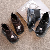 Детски боти с камъни и равна подметка за момичета 