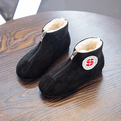 Ежедневни топли боти от еко велур с цип 
