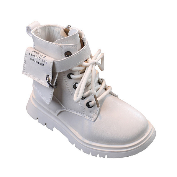 Детски боти от еко кожа с джоб и връзки