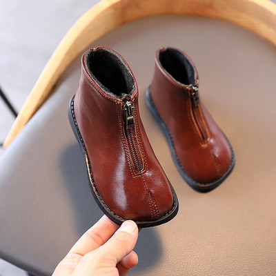 Детски боти за момичета с равна подметка и цип 