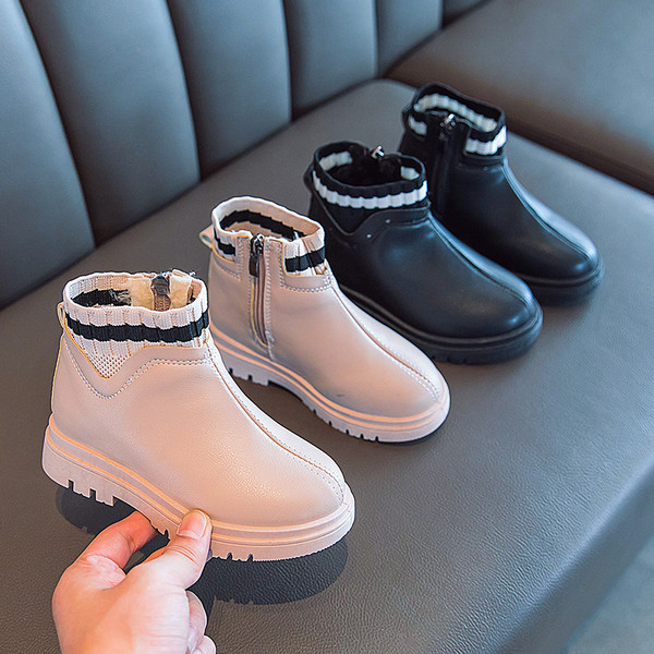 Ежедневни детски боти за момичета от еко кожа с цип