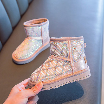 Šiuolaikiški vaikiški batai mergaitėms lygiais padais ir akmenukais