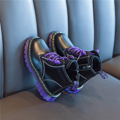 Vaikiški batai mergaitėms iš eko odos su spalvotais kaklaraiščiais