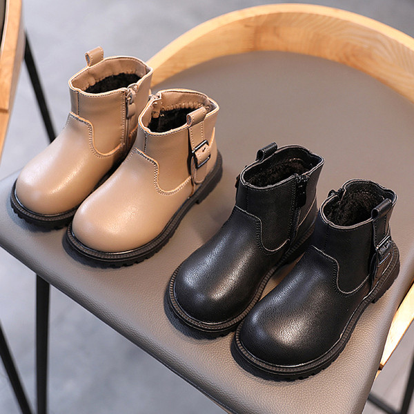 Детски кожени боти с топла подплата подходящи за момичета