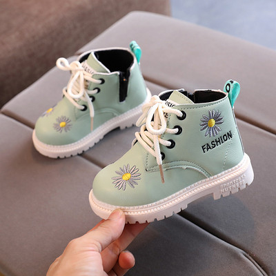 Детски боти с бродерия цвете - с подплата или без