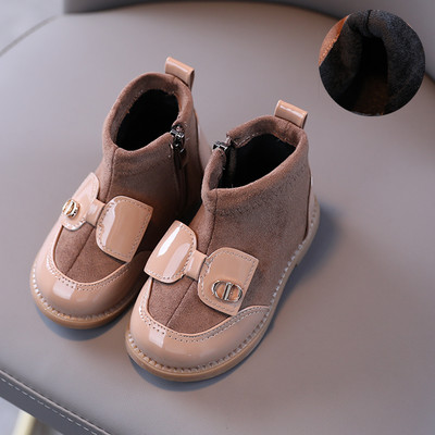 Детски боти с цип от еко велур подходящи за момичета