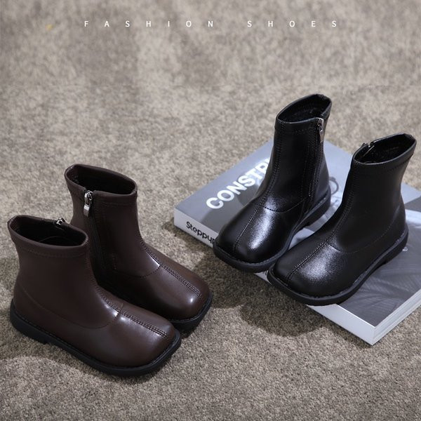 Детски боти от еко кожа изчистен модел с  цип