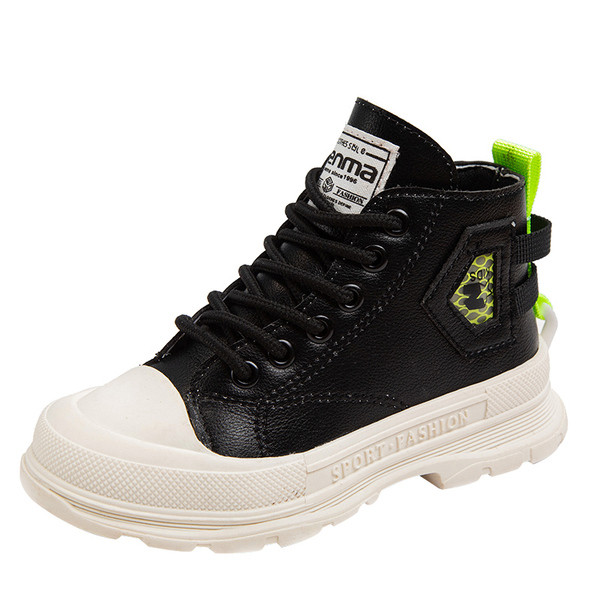 Детски боти  от еко кожа с  връзки 