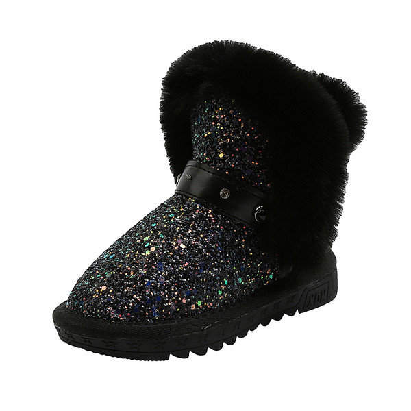 Зимни боти за момиче с лъскав ефект и пух