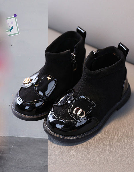 Модерни боти за момичета с равна подметка и панделка