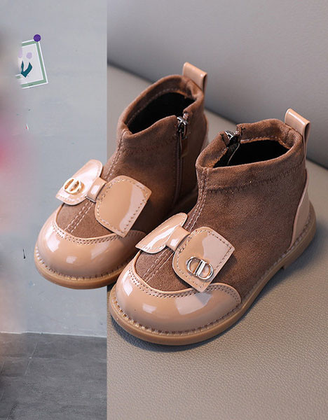 Модерни боти за момичета с равна подметка и панделка