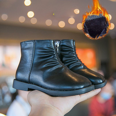 Модерни детски кожени боти с цип за момичета