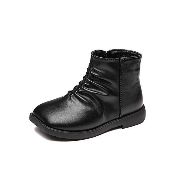 Модерни детски кожени боти с цип за момичета