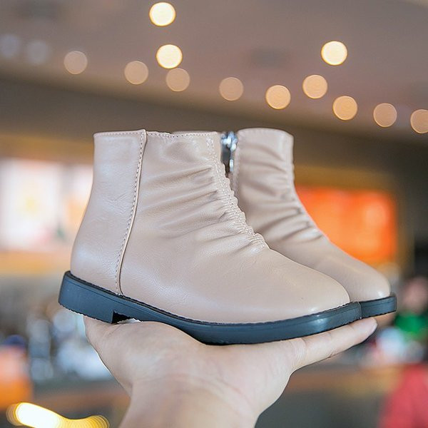 Модерни детски кожени боти с цип за момичета