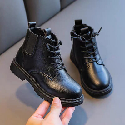 Дамски кожени боти с връзки в два цвята