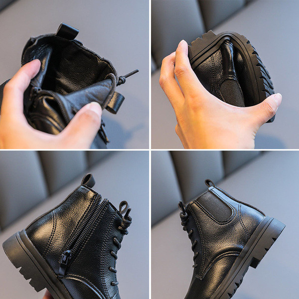 Дамски кожени боти с връзки в два цвята