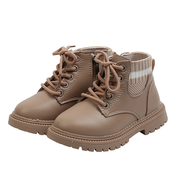 Детски боти от еко кожа с груба подметка - тип чорап