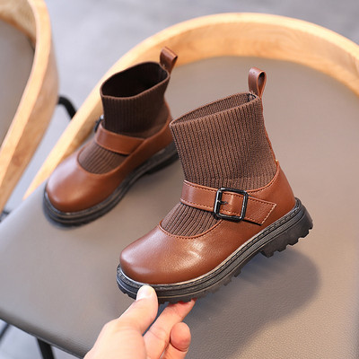 Детски зимни боти тип чорап с равна подметка