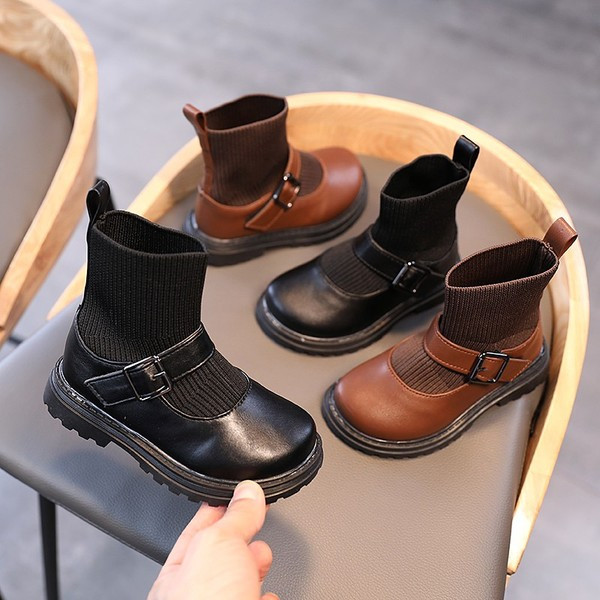 Детски зимни боти тип чорап с равна подметка 