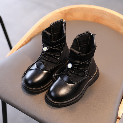 Детски кожени  боти с  ластични връзки