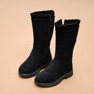 Изчистен модел детски ботуши за момичета от еко велур