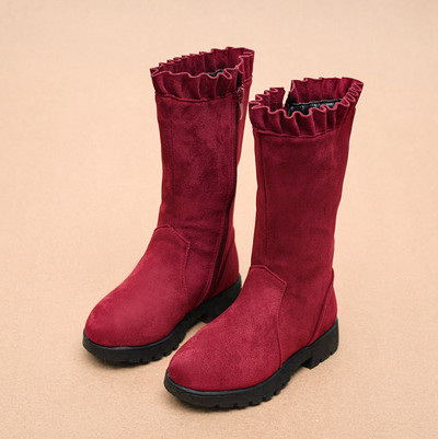 Изчистен модел детски ботуши за момичета от еко велур