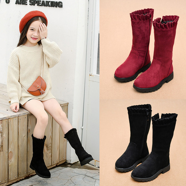 Изчистен модел детски ботуши за момичета от еко велур