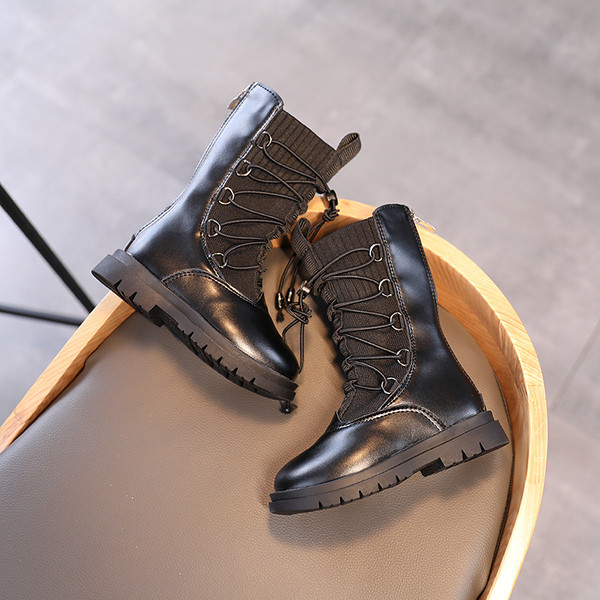 Дамски ботуши от еко кожа с ластични връзки 