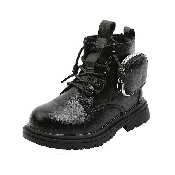 Модерни детски боти с джоб и връзки за момичета