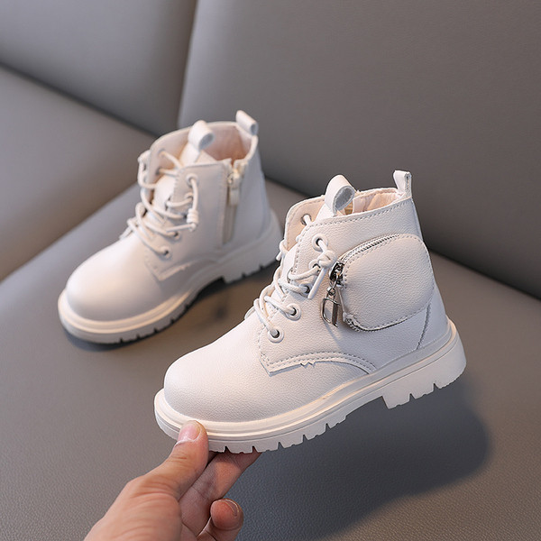 Модерни детски боти с джоб и връзки за момичета