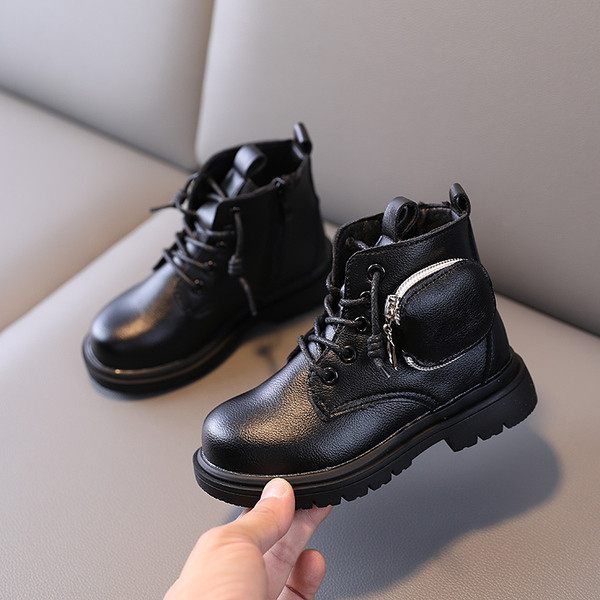 Модерни детски боти с джоб и връзки за момичета