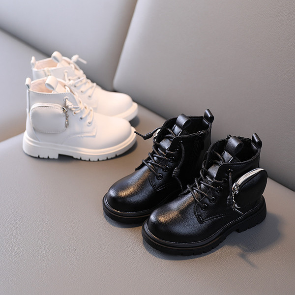 Модерни детски боти с джоб и връзки за момичета