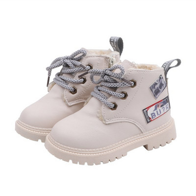 Есенни детски боти за момичета с мека подплата и връзки