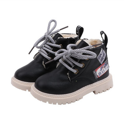 Есенни детски боти за момичета с мека подплата и връзки