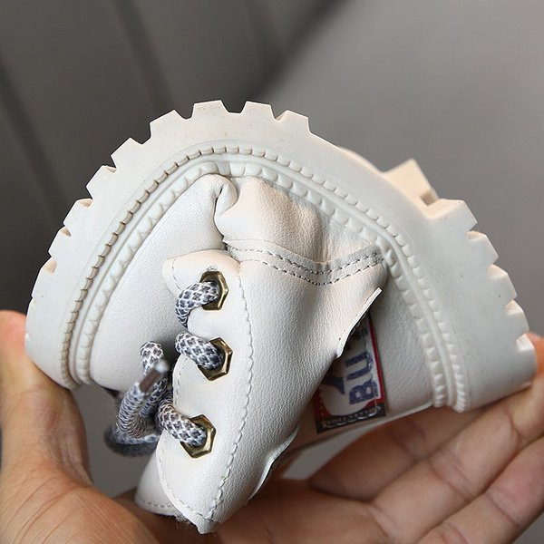 Есенни детски боти за момичета с мека подплата и връзки