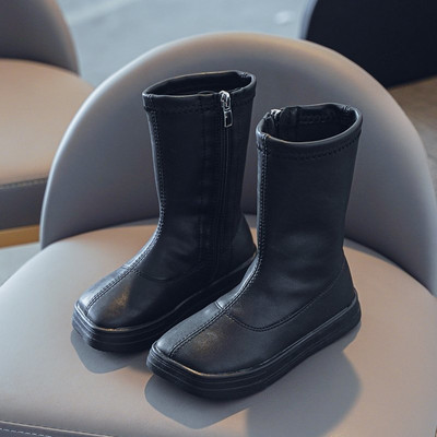 Детски ботуши от еко кожа с равна подметка