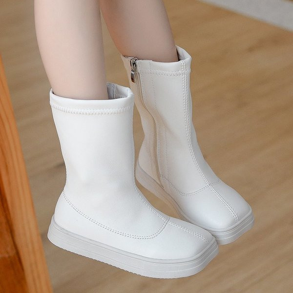 Детски ботуши от еко кожа с равна подметка 